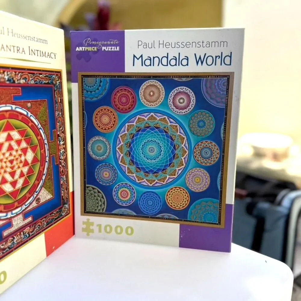 NIB 2 Pomegranate Art Piece Sri Yantra Intimacy Mandala World 1000 Piece Puzzles